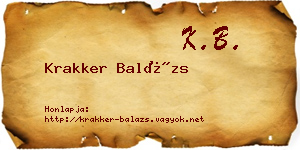 Krakker Balázs névjegykártya
